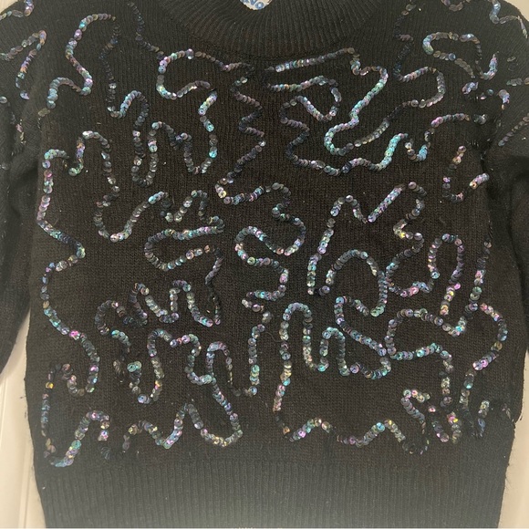 Bravo Vintage whimsigoth Silk and Angora Black Sweater Iridescent Sequins S #16 - Picture 2 of 7